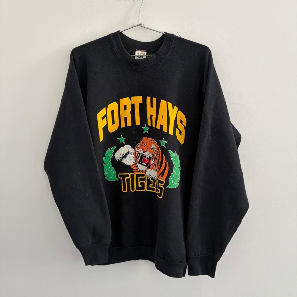Vintage Fruit of the Loom Fort Hays Tigers Sweatshirt Black XL Made in USA